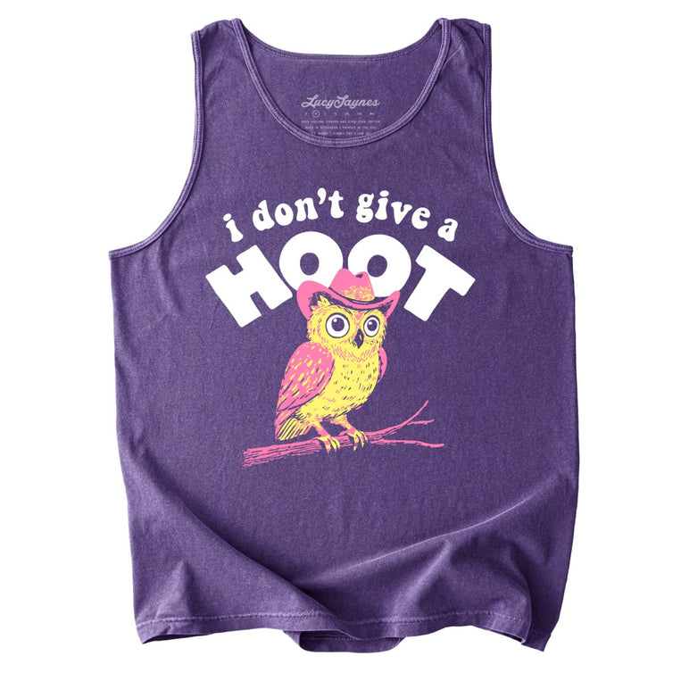 I Don't Give A Hoot Comfort Colors Graphic Tank Top - Grape