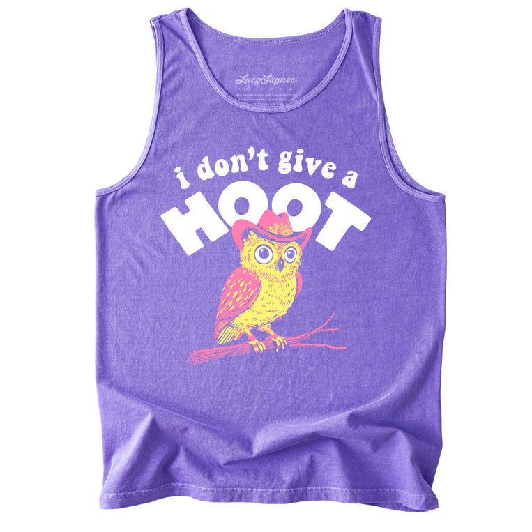 I Don't Give A Hoot Comfort Colors Graphic Tank Top - Violet