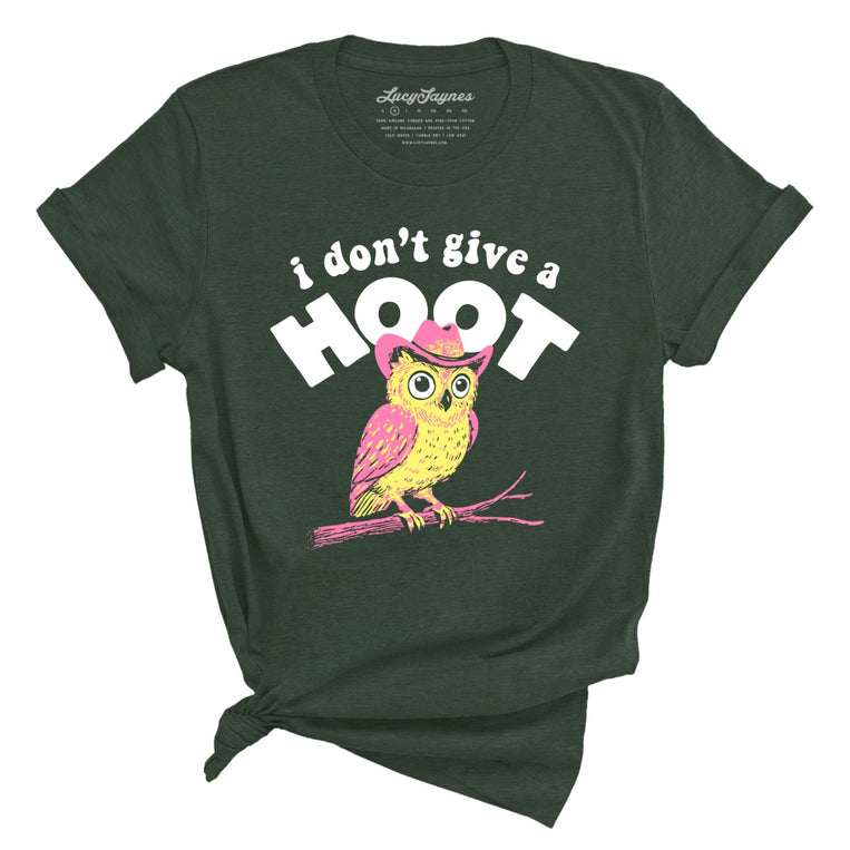 I Don't Give A Hoot Graphic Tee - Heather Forest