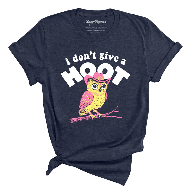 I Don't Give A Hoot Graphic Tee - Heather Midnight Navy