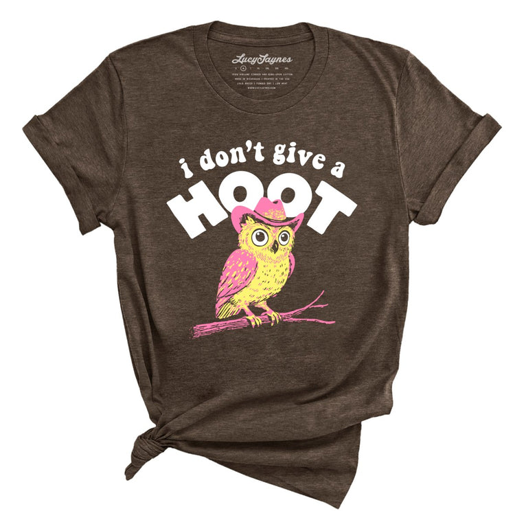 I Don't Give A Hoot Graphic Tee - Heather Brown
