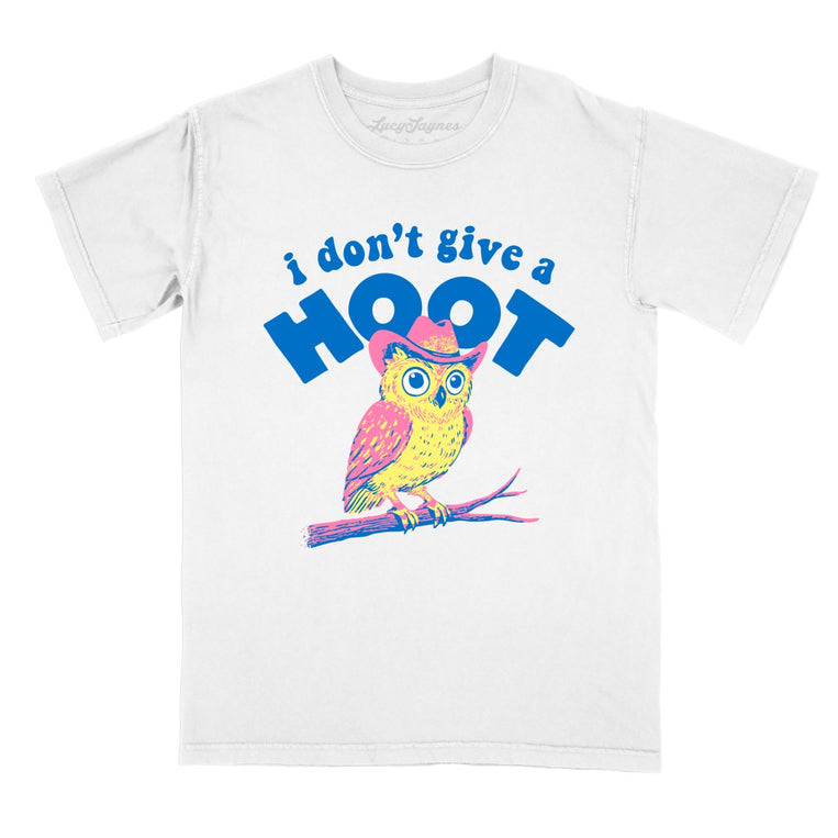 I Don't Give A Hoot Comfort Colors Graphic Tee - White