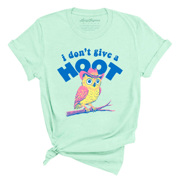 I Don't Give A Hoot Graphic Tee - Heather Mint