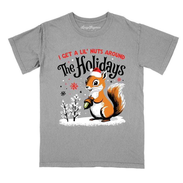 I Get A Lil' Nuts Around The Holidays Comfort Colors Graphic Tee - Grey
