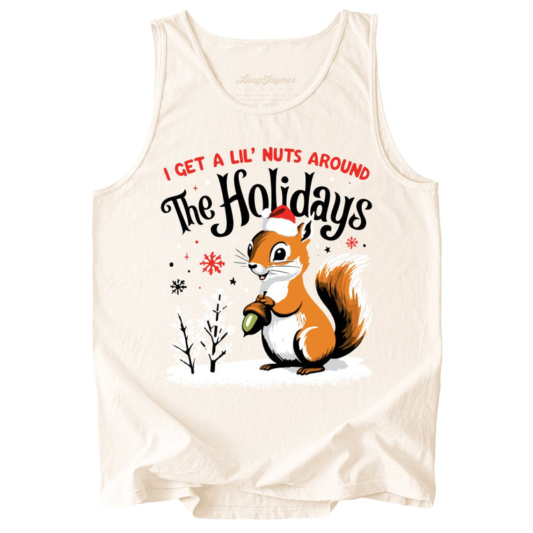 I Get A Lil' Nuts Around The Holidays Comfort Colors Graphic Tank Top - Ivory