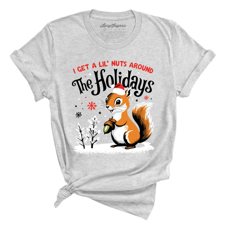 I Get A Lil' Nuts Around The Holidays Graphic Tee - Athletic Heather