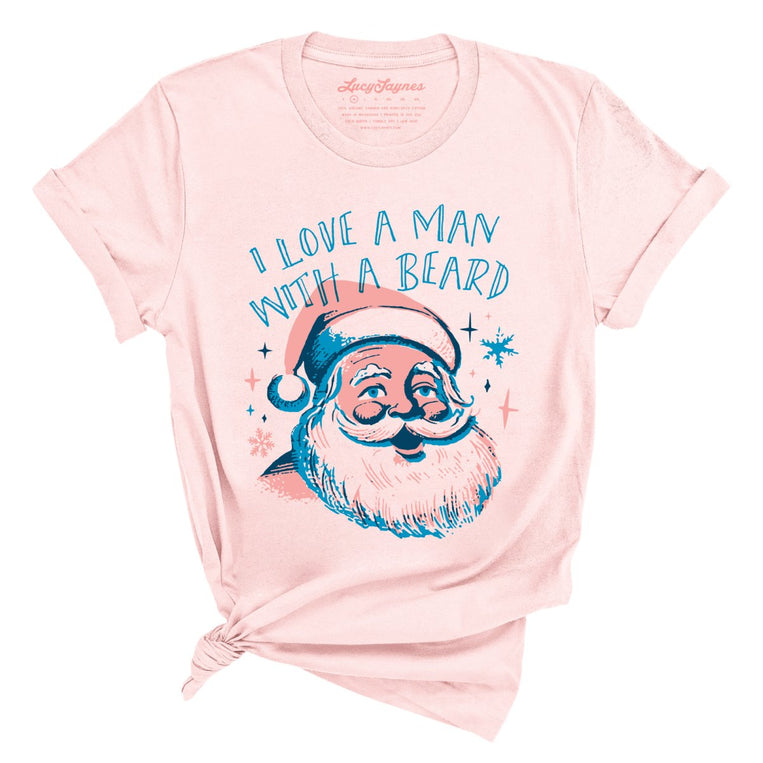 I Love a Man With a Beard Graphic Tee - Soft Pink