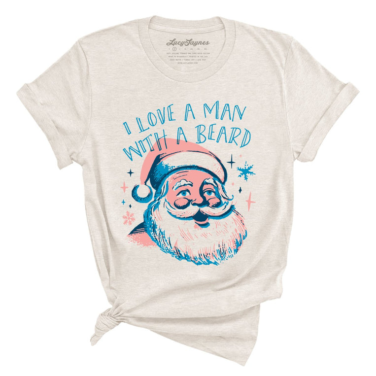 I Love a Man With a Beard Graphic Tee - Heather Dust