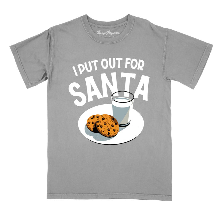 I Put Out For Santa Comfort Colors Graphic Tee - Grey