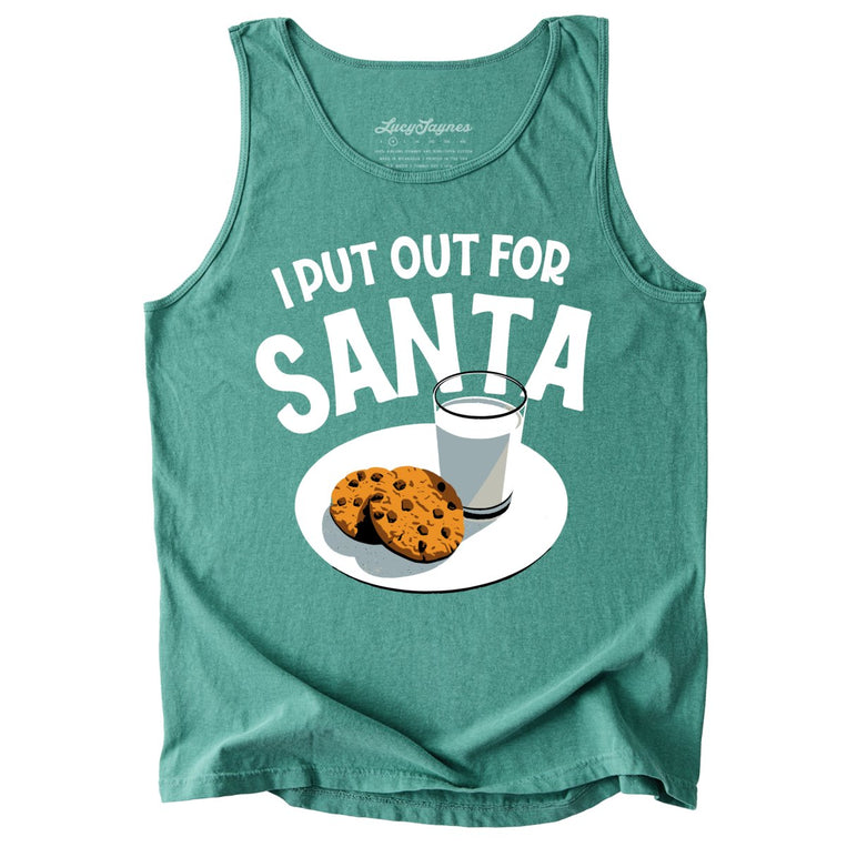 I Put Out For Santa Comfort Colors Graphic Tank Top - Light Green