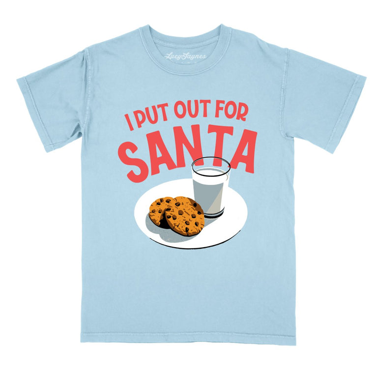 I Put Out For Santa Comfort Colors Graphic Tee - Chambray