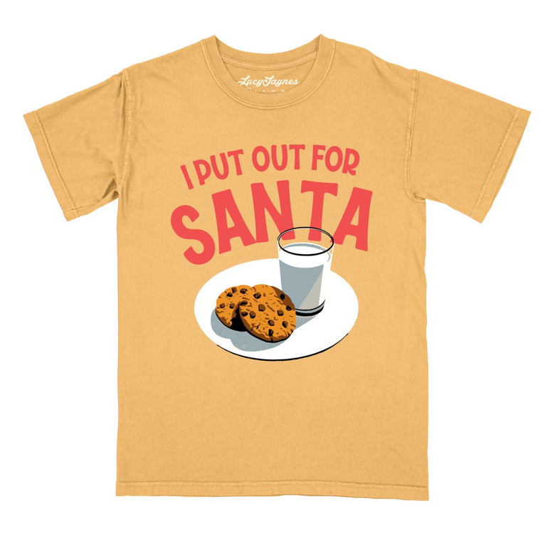 I Put Out For Santa Comfort Colors Graphic Tee - Mustard