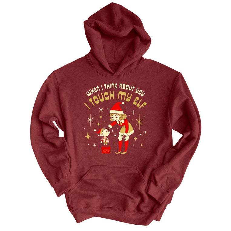 I Touch My Elf Graphic Hoodie - Maroon
