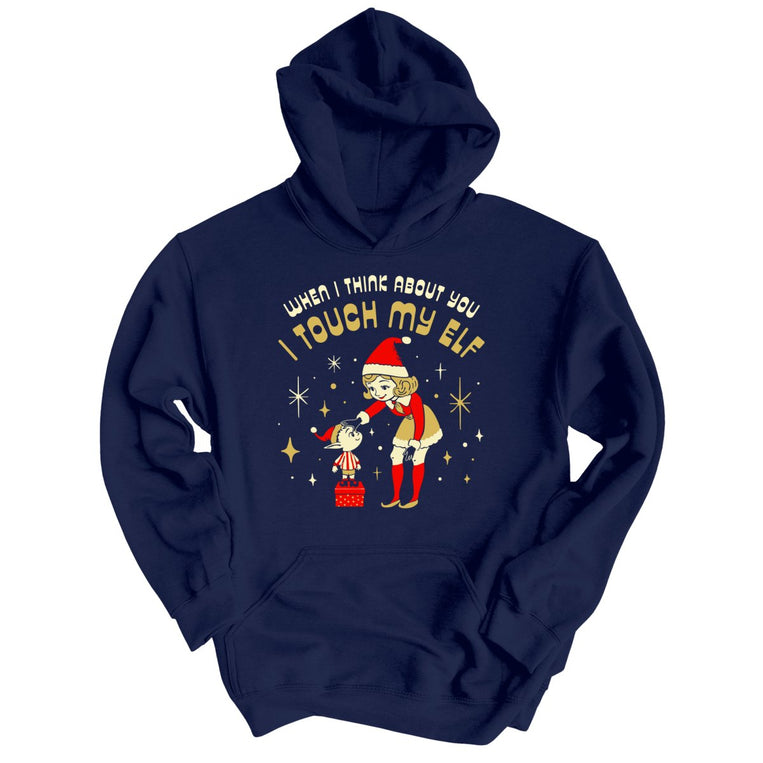 I Touch My Elf Graphic Hoodie - Navy