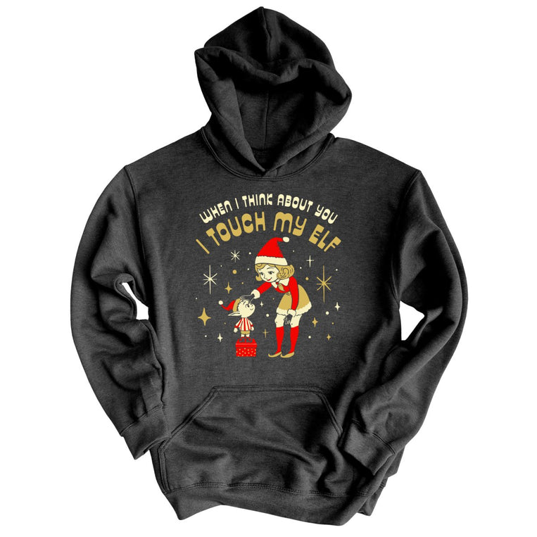 I Touch My Elf Graphic Hoodie - Dark Heather