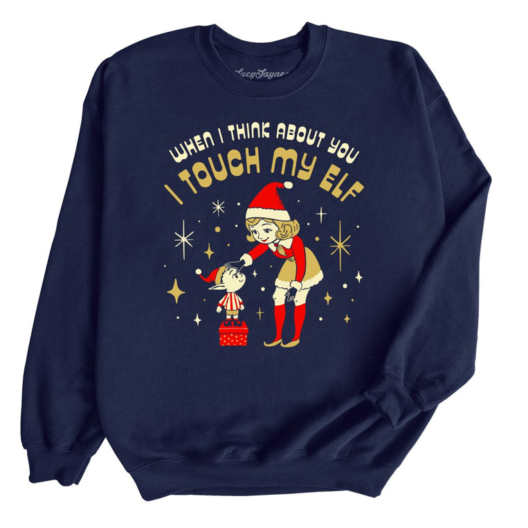I Touch My Elf Graphic Sweatshirt - Navy