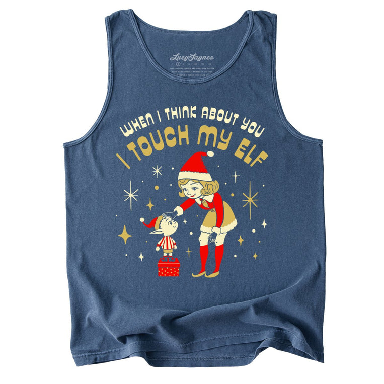 I Touch My Elf Comfort Colors Graphic Tank Top - Denim