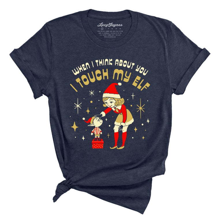 I Touch My Elf Graphic Tee - Heather Midnight Navy