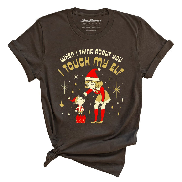 I Touch My Elf Graphic Tee - Brown