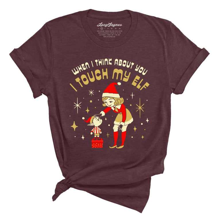 I Touch My Elf Graphic Tee - Heather Maroon