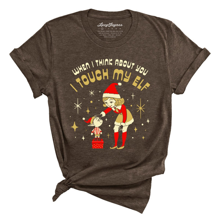 I Touch My Elf Graphic Tee - Heather Brown