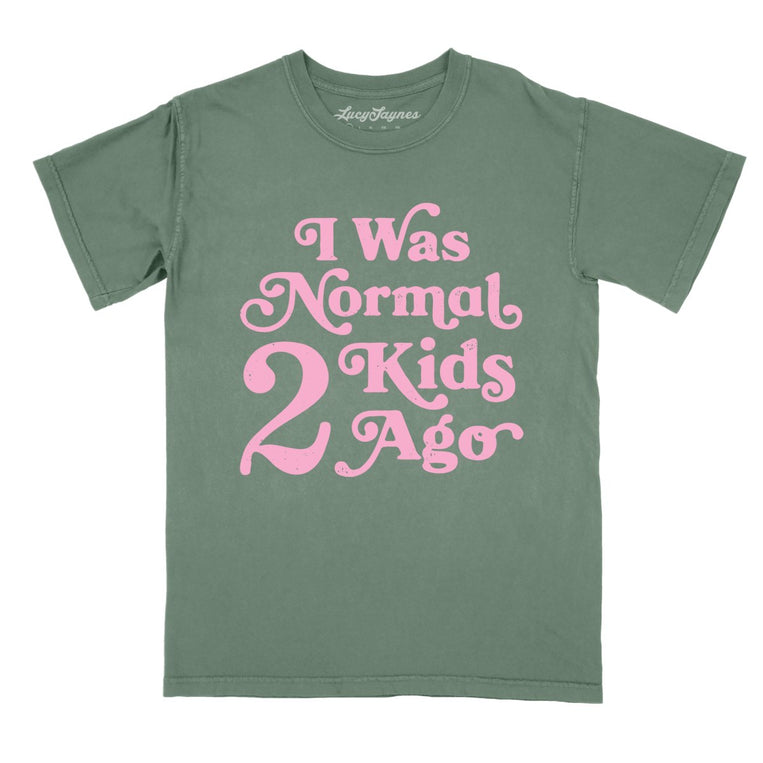 I Was Normal 2 Kids Ago Comfort Colors Graphic Tee - Moss