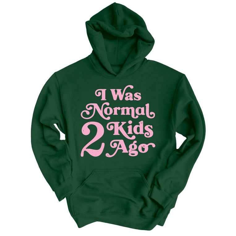 I Was Normal 2 Kids Ago Graphic Hoodie - Forest Green