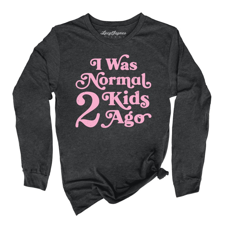 I Was Normal 2 Kids Ago Graphic Long Sleeve Tee - Dark Grey Heather