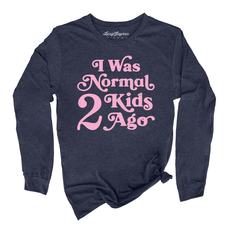 I Was Normal 2 Kids Ago Graphic Long Sleeve Tee - Heather Navy