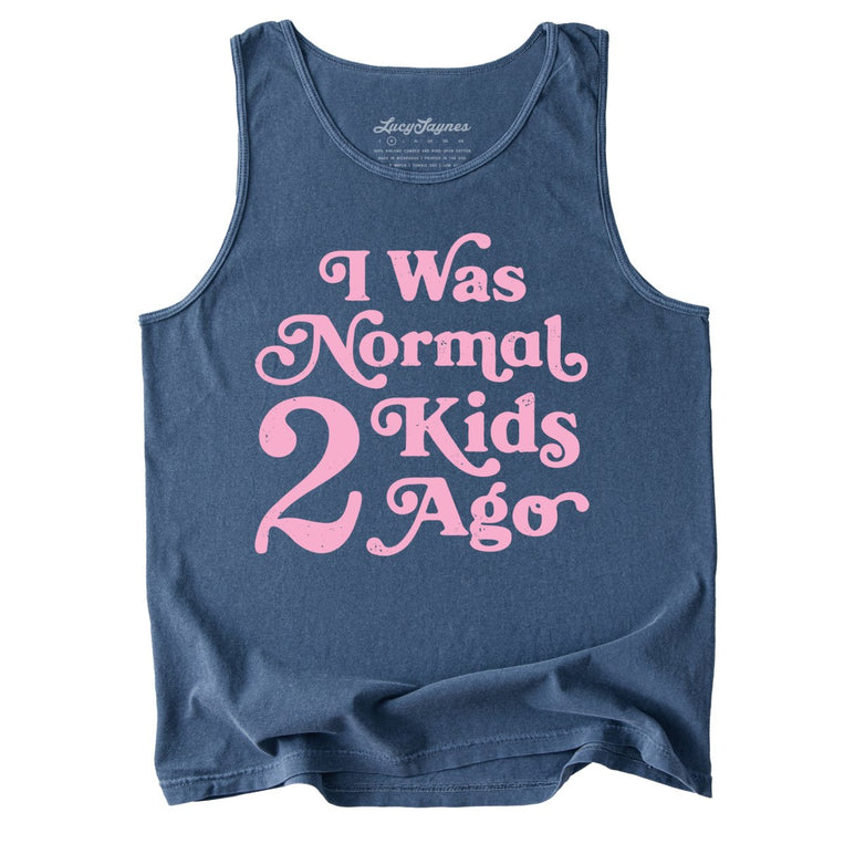 I Was Normal 2 Kids Ago Comfort Colors Graphic Tank Top - Denim