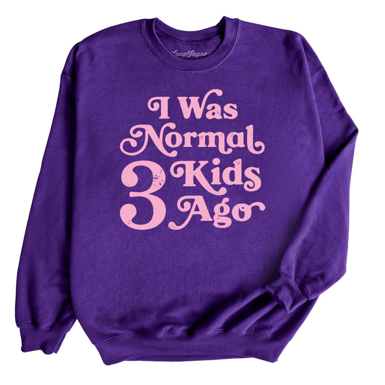 I Was Normal 3 Kids Ago Graphic Sweatshirt - Purple