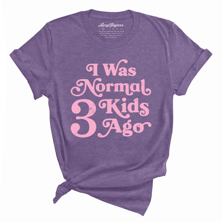 I Was Normal 3 Kids Ago Graphic Tee - Heather Purple