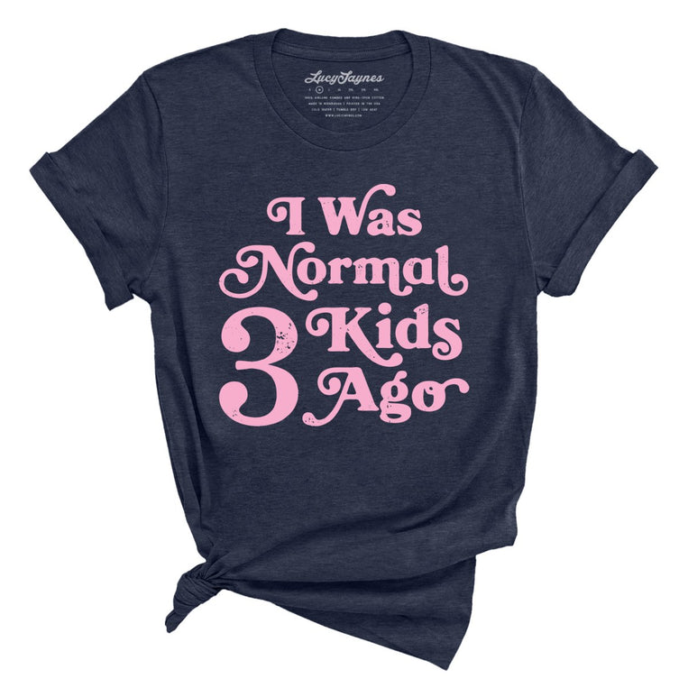 I Was Normal 3 Kids Ago Graphic Tee - Heather Midnight Navy