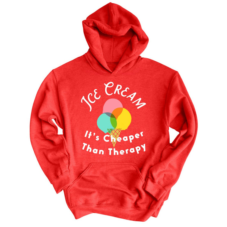 Ice Cream Cheaper Than Therapy Graphic Hoodie - Red