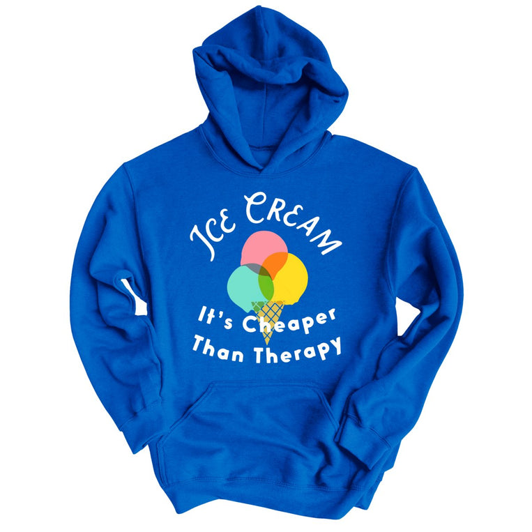 Ice Cream Cheaper Than Therapy Graphic Hoodie - Royal