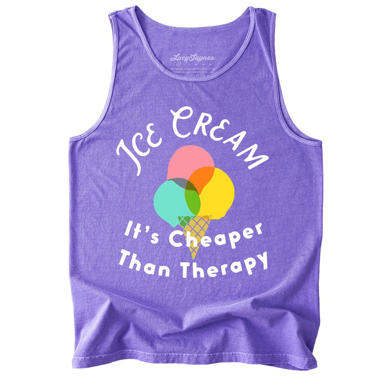 Ice Cream Cheaper Than Therapy Comfort Colors Graphic Tank Top