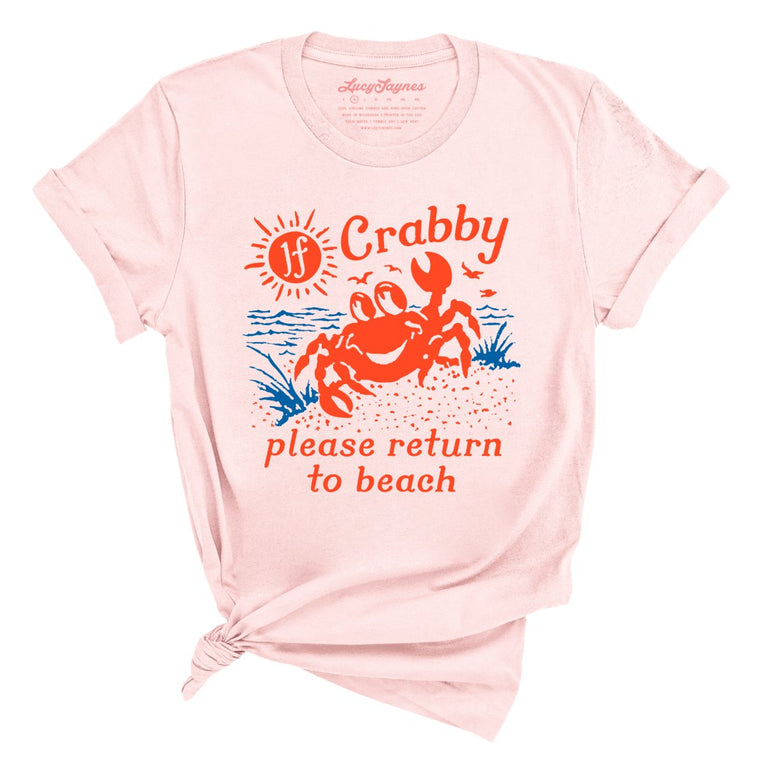 If Crabby Please Return To Beach Graphic Tee - Soft Pink