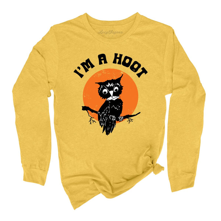 I'm a Hoot Graphic Long Sleeve Tee - Heather Yellow Gold