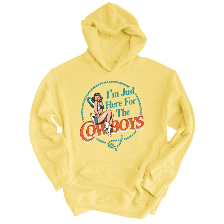 I'm Just Here For The Cowboys Graphic Hoodie - Light Yellow