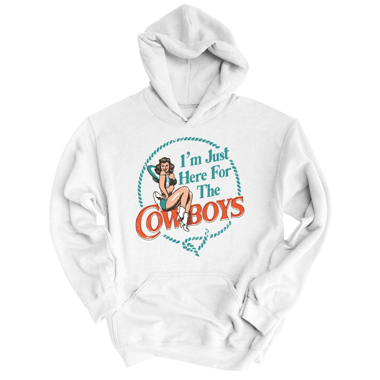 I'm Just Here For The Cowboys Graphic Hoodie - White