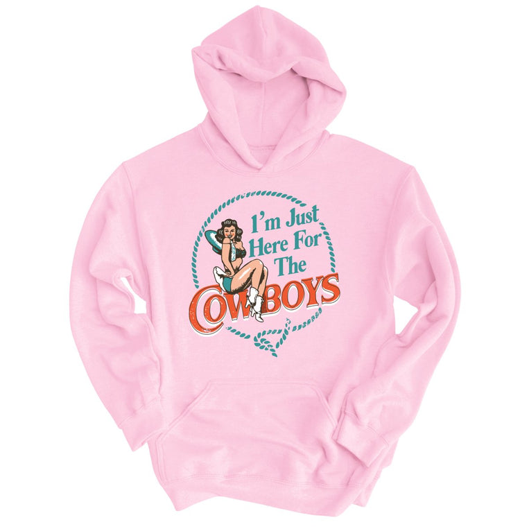 I'm Just Here For The Cowboys Graphic Hoodie - Light Pink