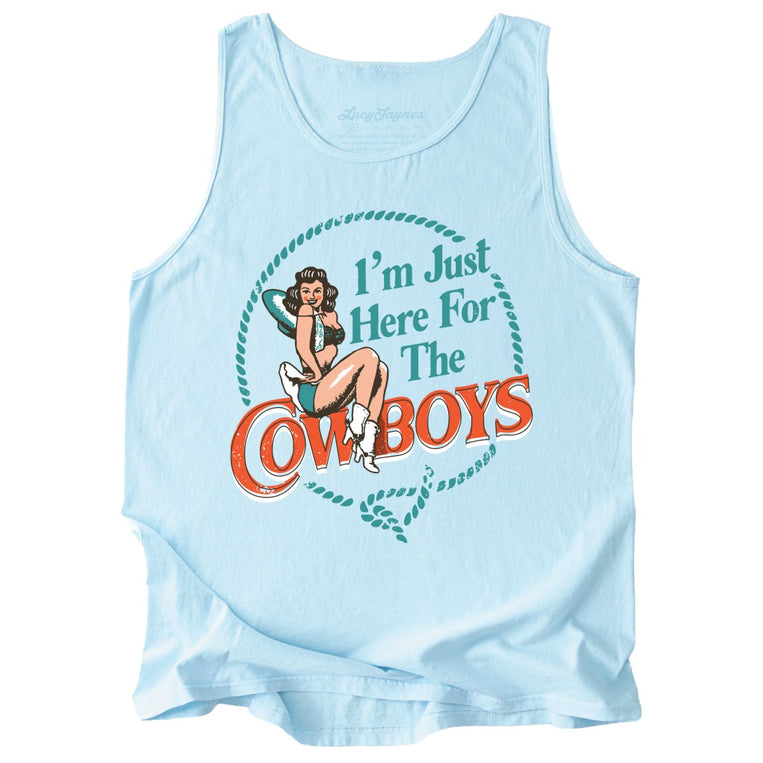 I'm Just Here For The Cowboys Comfort Colors Graphic Tank Top - Chambray