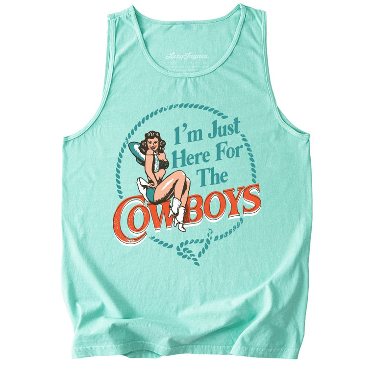 I'm Just Here For The Cowboys Comfort Colors Graphic Tank Top - Island Reef