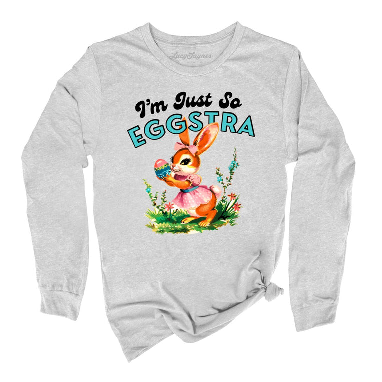 I'm Just So Eggstra Graphic Long Sleeve Tee - Athletic Heather