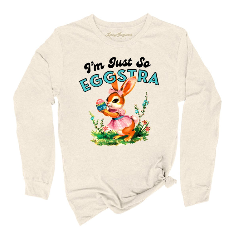 I'm Just So Eggstra Graphic Long Sleeve Tee - Natural