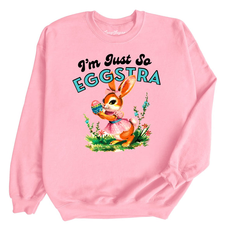 I'm Just So Eggstra Graphic Sweatshirt - Light Pink