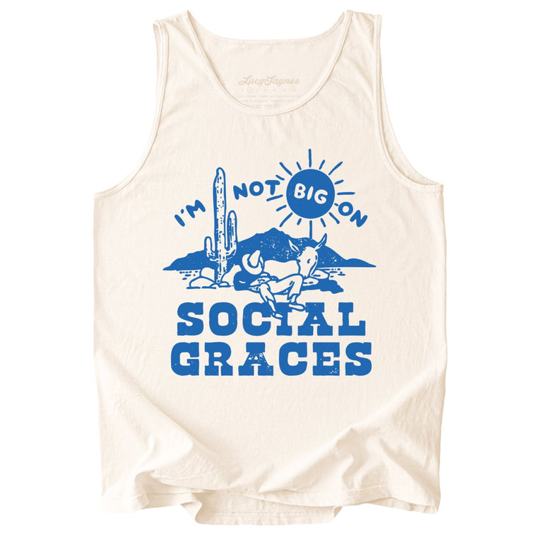 I'm Not Big on Social Graces Comfort Colors Graphic Tank Top - Ivory