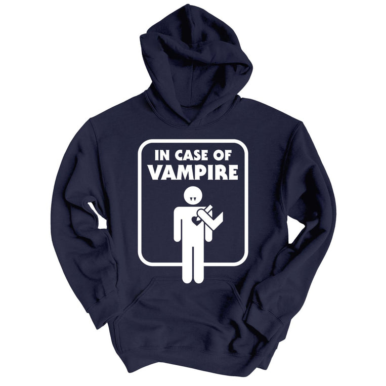 In Case of Vampire Graphic Hoodie - Classic Navy