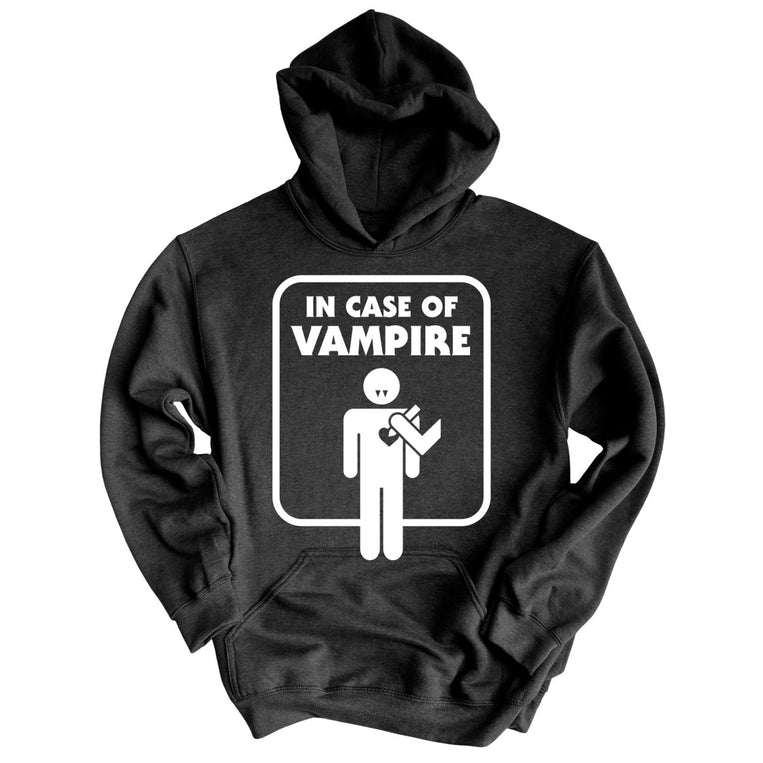 In Case of Vampire Graphic Hoodie - Charcoal Heather