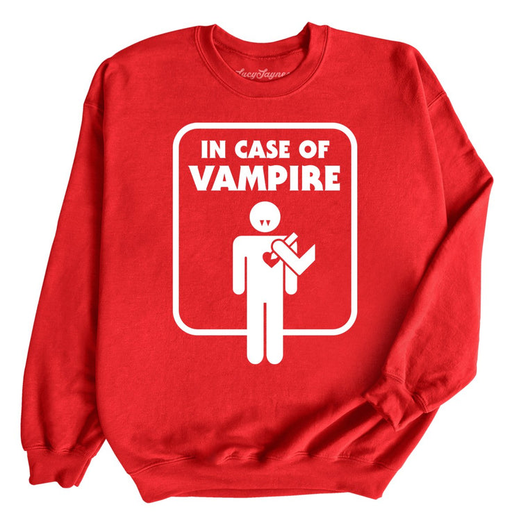 In Case of Vampire Graphic Sweatshirt - Red